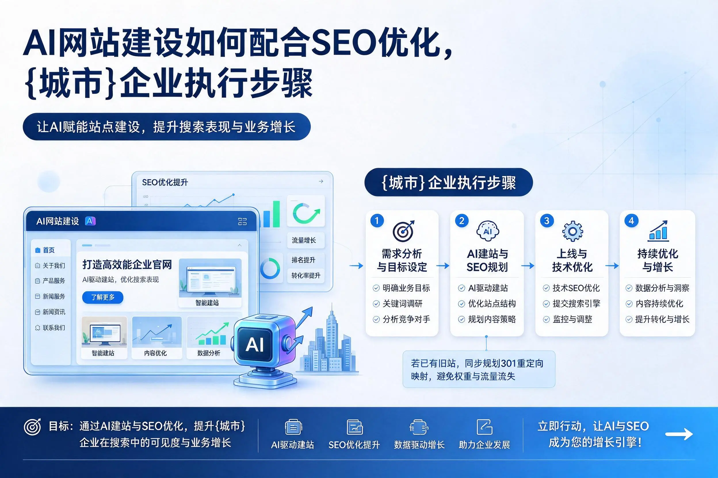 AI网站建设如何配合SEO优化，宁德企业执行步骤